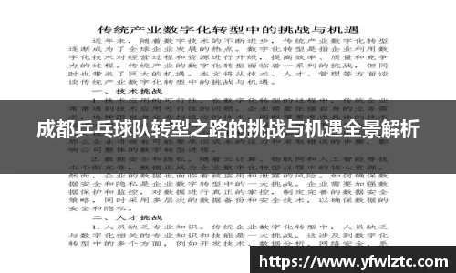 成都乒乓球队转型之路的挑战与机遇全景解析